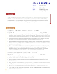 an example of a resume for a marketing professional